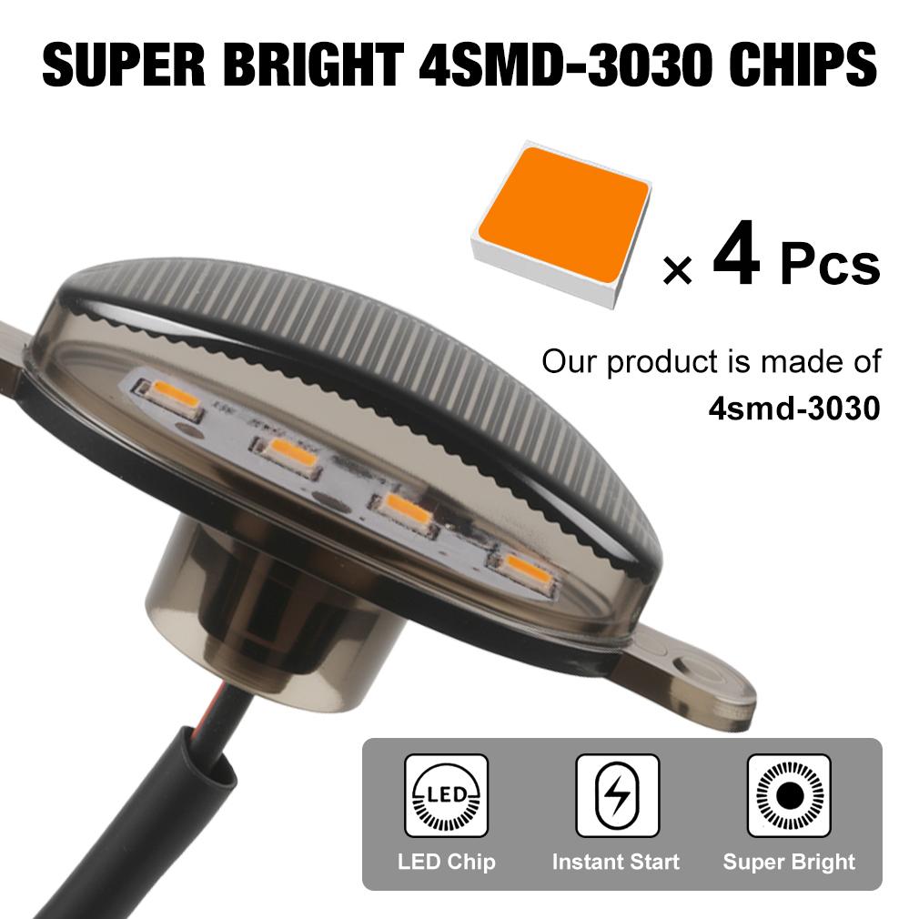 4Pcs/set Universal Car Front LED Grille Light Smoked Yellow Amber Lights Wire Harness Daytime Running Grill Light Fog Lamp for Off Road Truck SUV