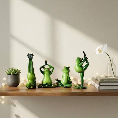 Cadeau de méditation Figurines Grenouille Yoga Posture du Lotus Posture sur la tête Grand écart Posture de prière Animal Zen Statue Décorations d'étagère Étagère