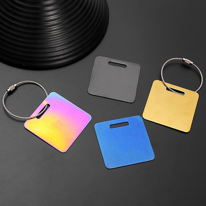 Stainless Steel Tag Keychain Lightweight Durable 1Pcs with Steel Wire Loops Luggage Keyring for Hiking Business Trip Use