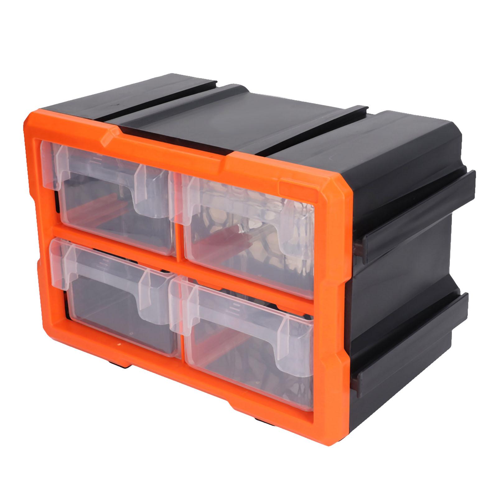 

Parts Box with 4 Drawers Wall Mounting PVC Plastic Storage Cabinet for Electronic Components Screws Nuts