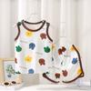 Kinder Ärmelloses Set Sommer Baumwolle Mädchen Shorts Schlafanzug Koreanischer Stil Jungen Tanktop Outfit Kinder Bekleidungsset