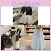 Cotton Blend Long Skirt With Textured Paneling For Elegant Fall And Winter Looks