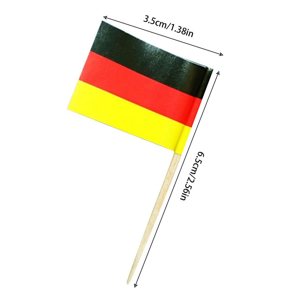 

Party Toothpicks Germany Flag Cupcake Toppers 100Pcs Mini American Flags on Stick Wood Cocktail Skewers Mini Flags on Sticks