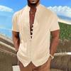 New Men's Retro Casual Loose Fitting Short Sleeved Printed Shirt