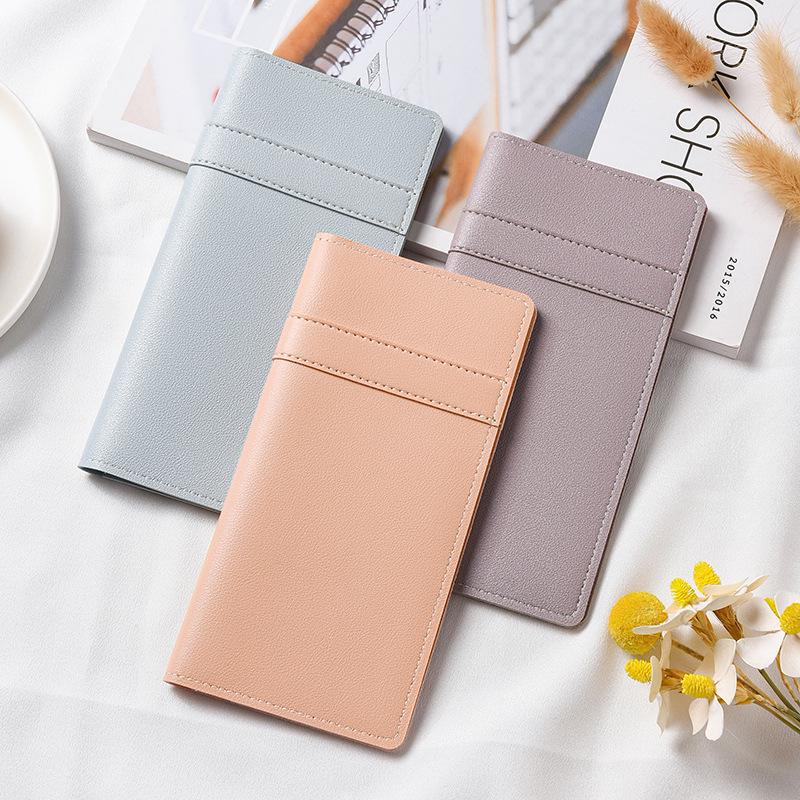 Stylish Ultra-thin Women's Leather Wallet with Buckle, Multiple Card Slots, Coin Purse, and Patchwork Design