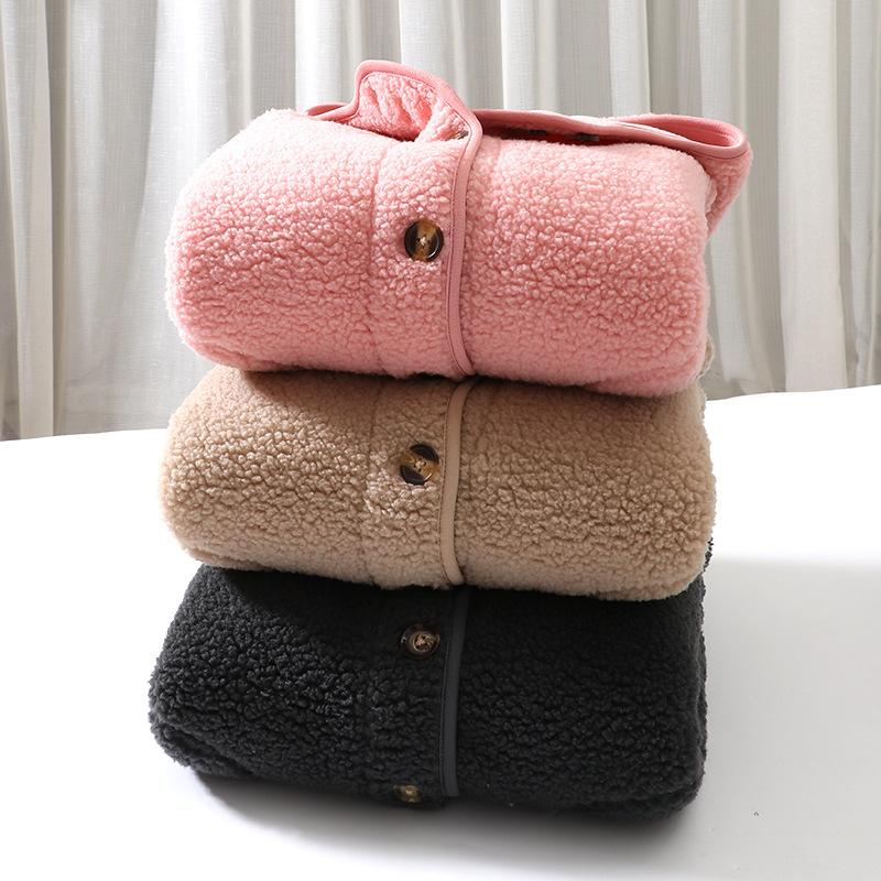 Children Lambswool Jacket Autumn Winter Fleece Warm Hooded Teens Children Fur Outerwear Daily Casual 4-18 Year Kids Tops Clothes