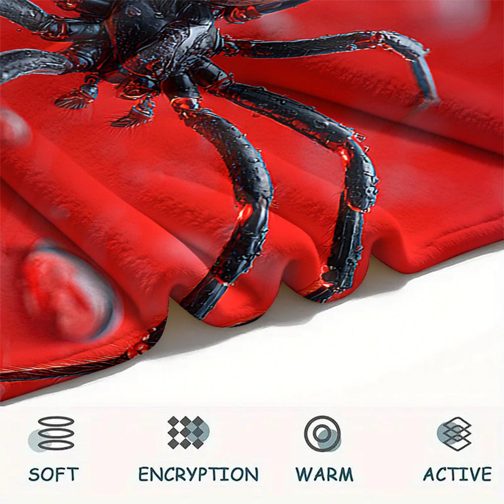 Spider Print Flannel Blanket, High quality Comfortable for All Seasons, Home Decor, Warmth and Comfort, Perfect for Christmas Gifts