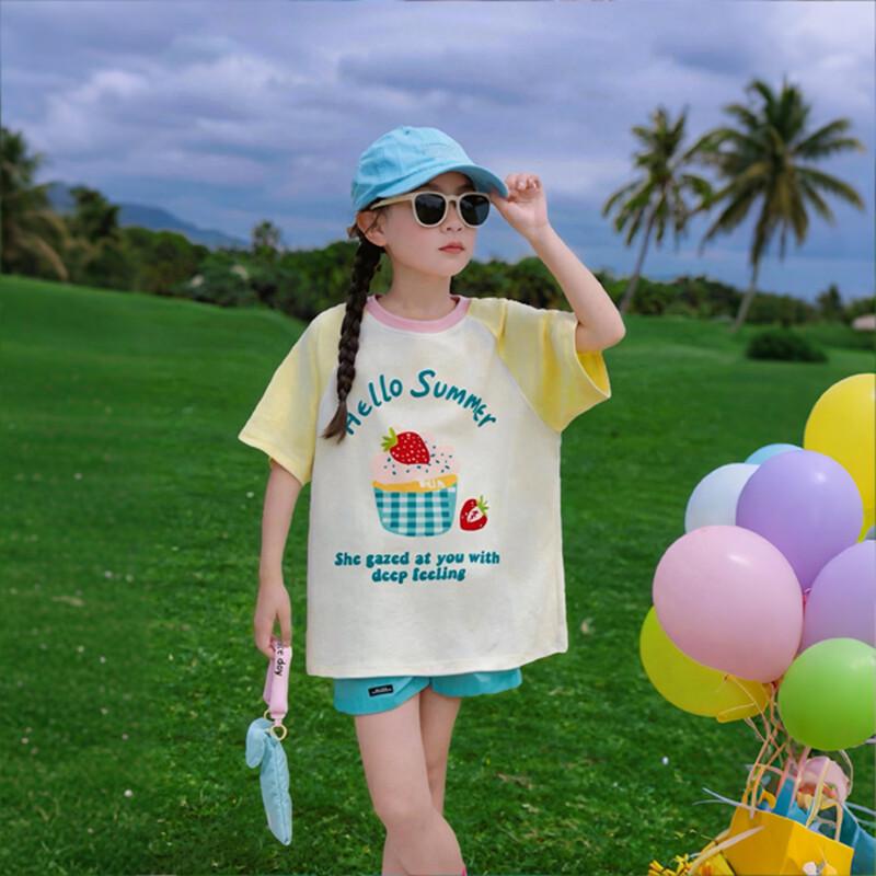Girls  Cool-Touch Cartoon Color-Block T-Shirt 120