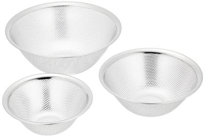 Sori Yanagi Punching Strainer for Good Drainage and Ease of Washing Tsubame Sanjo Stainless Steel Colander Set 1 Plate Is Punched for Better Drainage