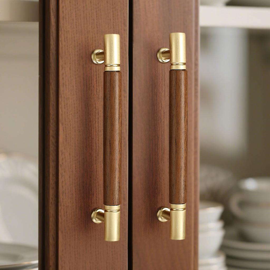 High-End Walnut Cabinet Door Handles Light Luxury Drawer Knobs, Furniture Cabinets Wardrobes Cupboards Pull