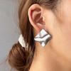 Vintage Metall Falten Quadrat Ohrstecker Für Frauen Edelstahl Goldfarbe Unregelmäßige Geometrische Ohrringe Schmuck Tägliches Tragen