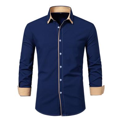 Herren Freizeit Color Blocking Hemd für Frühling Sommer Herren Modische Langarmhemden