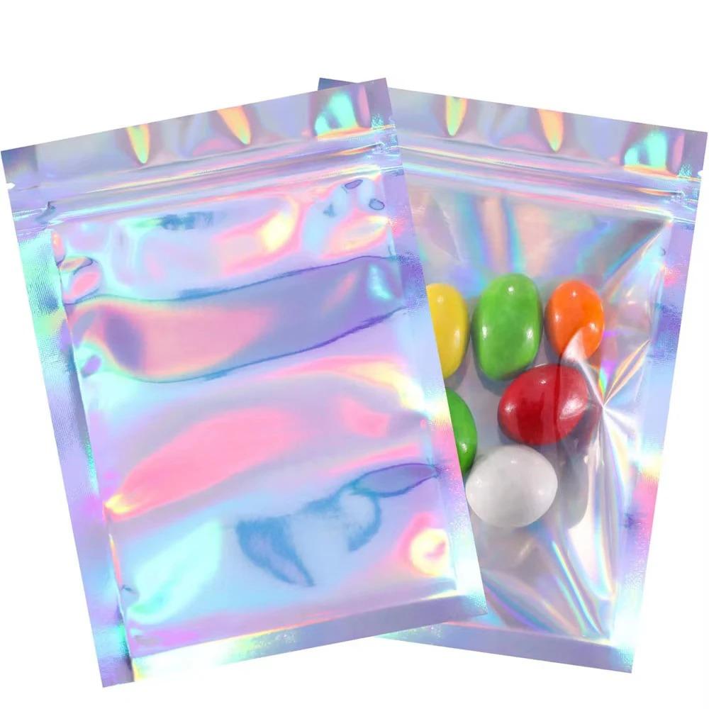 10 ks Ziplock sáčků Silné znovuuzavíratelné Holografické – Plastové sáčky laserové barvy pro vystavení šperků, balení, dárky a skladování