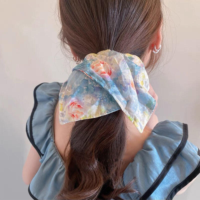 New Bohemia Floral Print Hair Scarf Scrunchies Women Large Ponytail Hair Rope Tie Headbands For Girls Party Hair Ornament