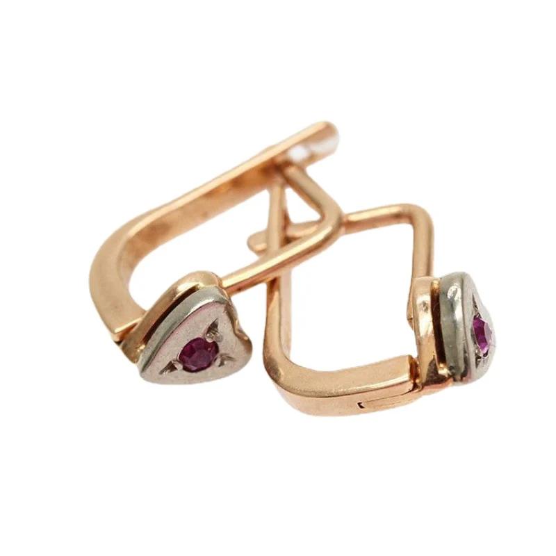 Fashionable Red Love Earings Exquisite Punk Style Rose Golden Heart earrings for women Banquet Party Zircon
