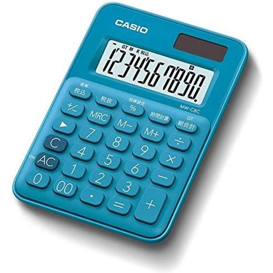 Casio Colorful Calculator Lake Blue 10-Digit Mini Just Type MW-C8C-BU-N