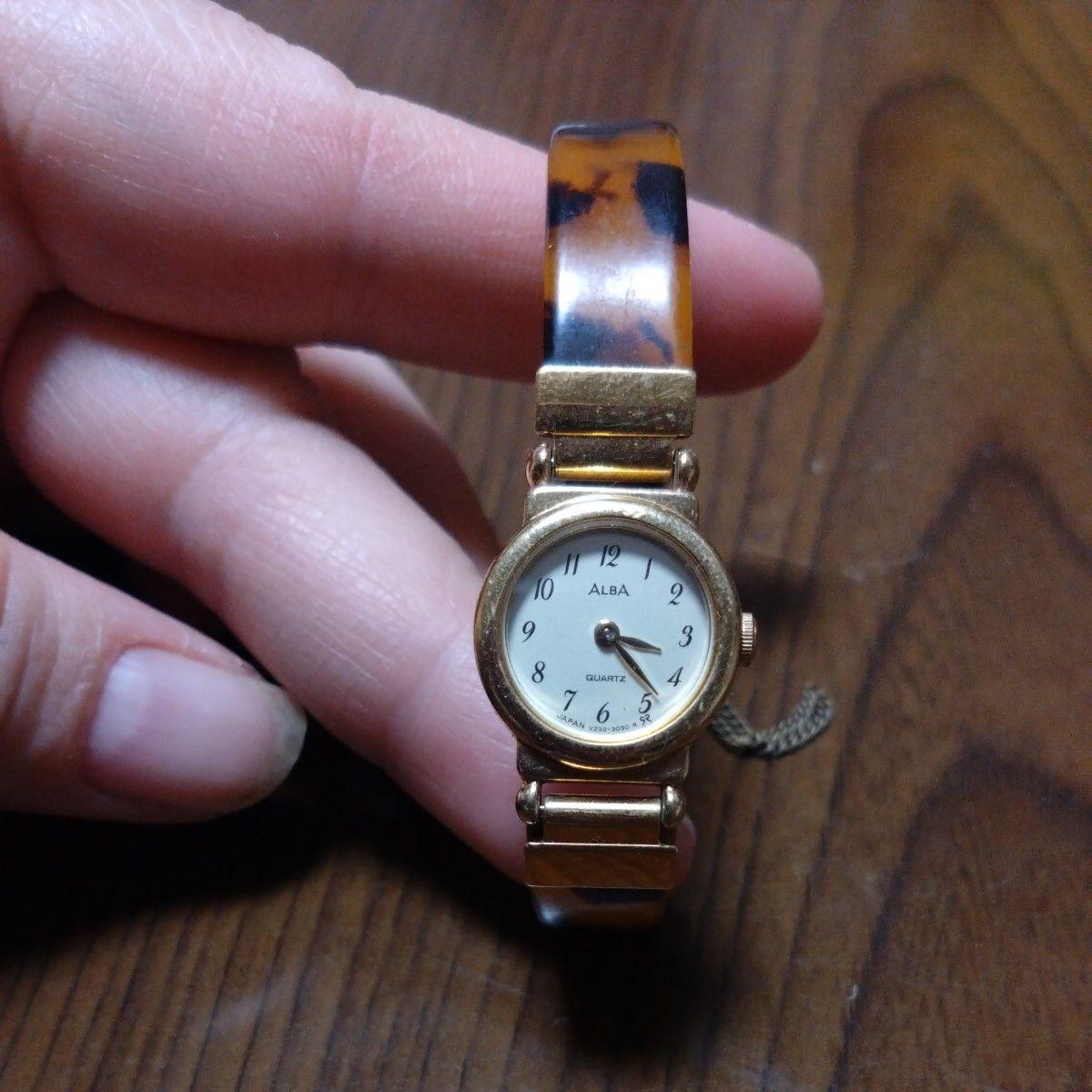 ALBA QUARTZ Ladies Watch Gold Tortoiseshell Pattern