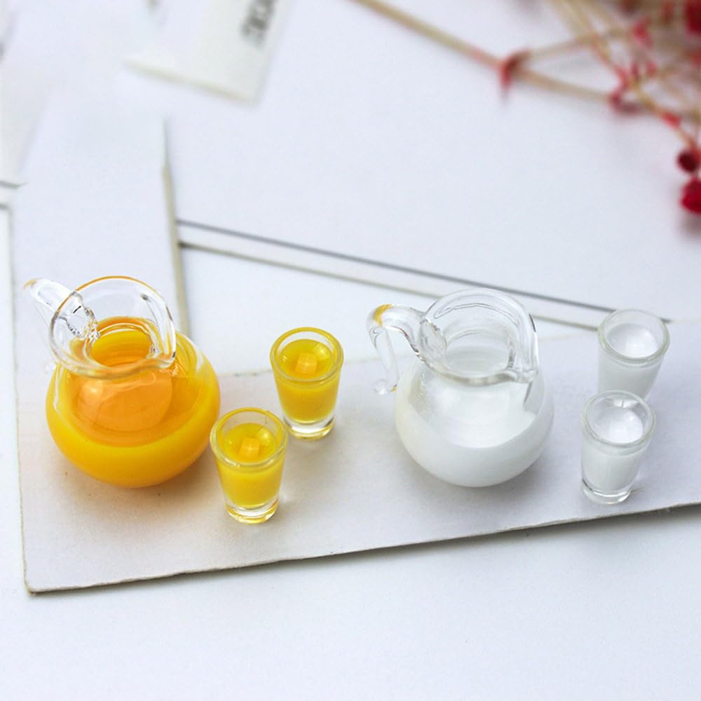 Moin Moin Miniature Scale Milk Cups Pitcher Set Doll Furniture Accessories Tableware Water Jug Summer Glass Ice Glass Realistic 2406mini50 1/6 + /