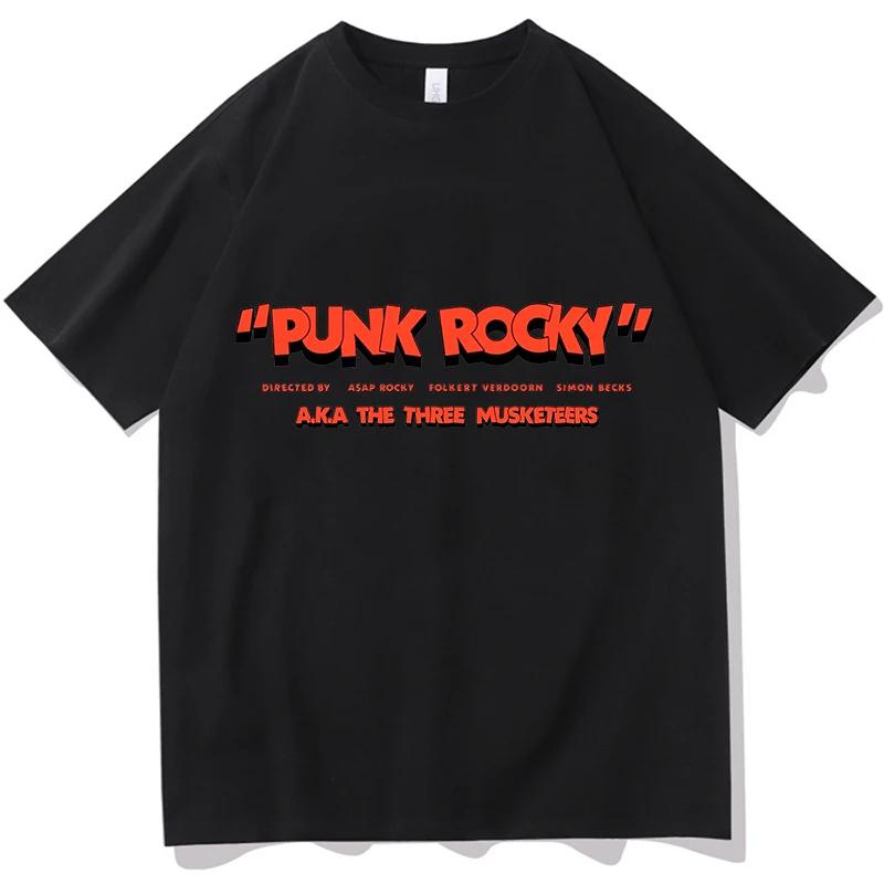 

Футболка с принтом A$AP Rocky Punk Rocky Модная повседневная футболка с коротким рукавом Хлопковая свободная мужская футболка с круглым вырезом Унисекс Футболки Стритвир S чёрный