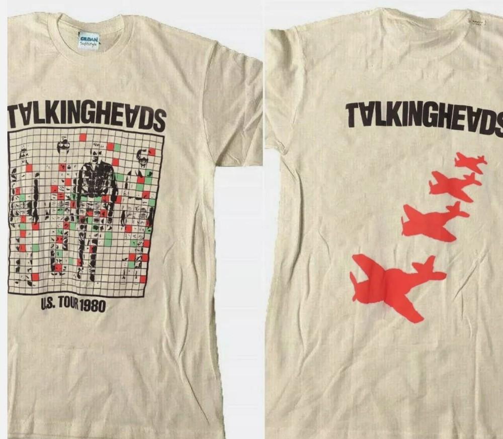 

Тур Talking Heads 1980 Хлопковая белая футболка с коротким рукавом Унисекс S-4XL 4XL