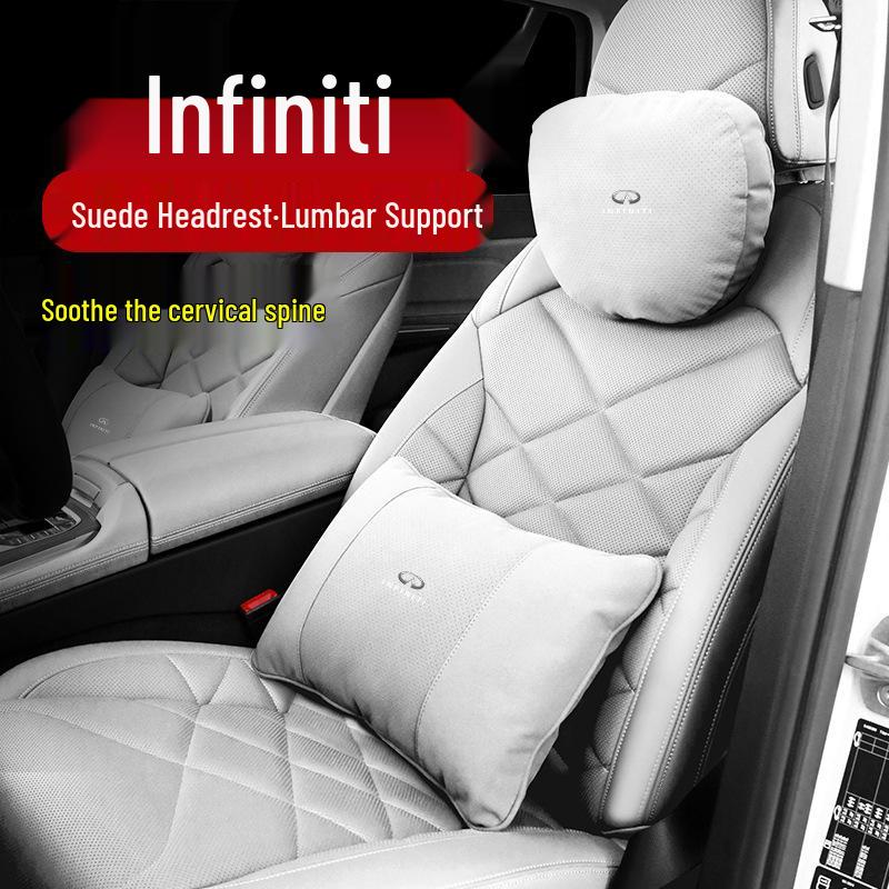 Infiniti Q50L/Q70/QX50/Maybach Suede Neck Pillow & Lumbar Support Headrest