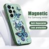 Magnetic For Magsafe Case For Samsung Galaxy S26 Ultra S25 Edge S24 Plus S23 FE S22 A17 A54 A55 A56 A57 5G Butterfly Flowers Pattern Cover