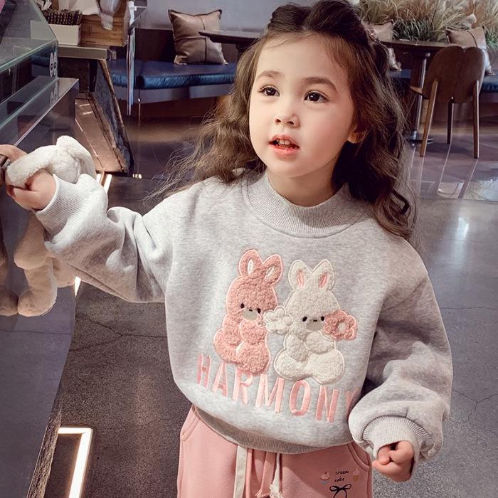 

Свитшот для девочек с флисовой подкладкой и мультяшным кроликом 90 cm