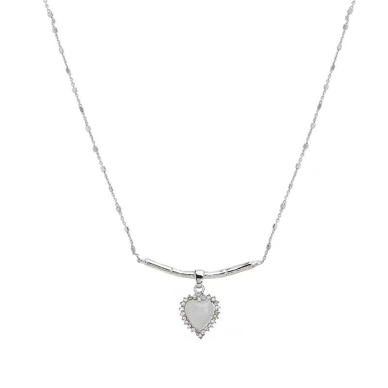 Wind love zircon necklace female design sense niche collarbone chain sweet cool sweater accessories