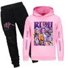 Kpop Demon Hunters Pattern Children Hoodie And Pants Set With Cartoon Print For Winter And Spring Play