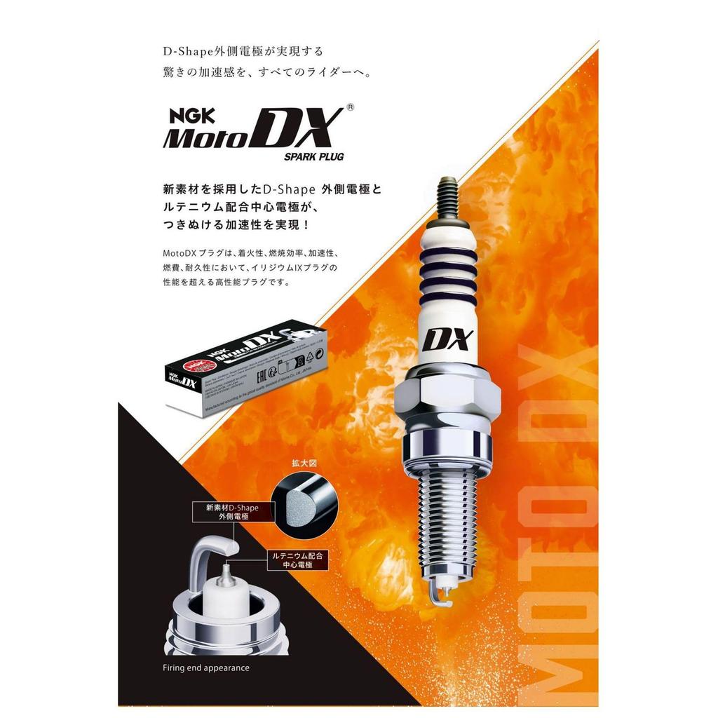 NGK CR6HDX-S Spark Plug for 2 Wheels, MotoDX Plug, 90708, Heat Value No. 6, Screw Type