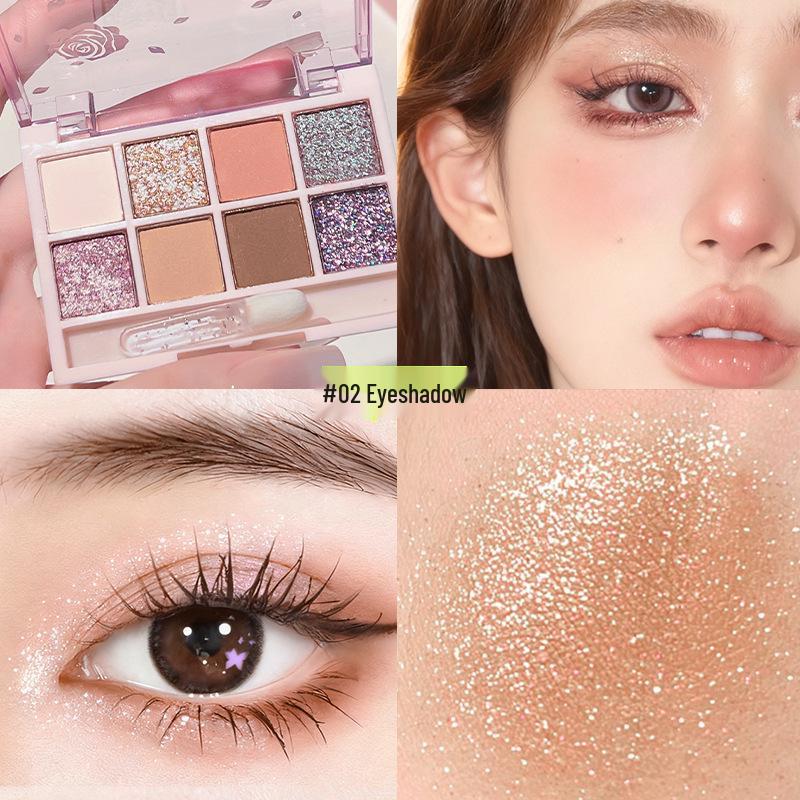 8-Color Peach Blossom Eyeshadow Palette: Pearlescent & Matte Earth Tones, Nude Makeup, Beginner-Friendly, Non-Smudging.