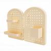 Pen Holder Desk Organizer Wall Mounted Plastic Corner Pegboard for Students Home Office with Adhesive Hooks Cream Yellow
