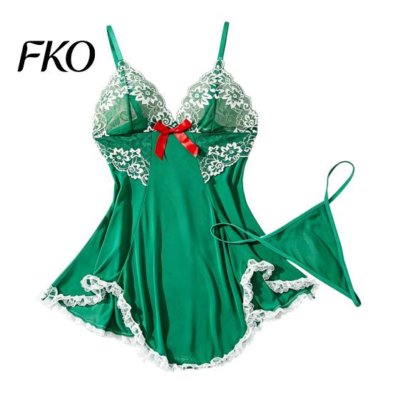 Eye-catching Nightdress Plus Size Sexy Babydoll for Women, V Neck Lace Elegant Women Sheer Mesh Nightgown, Spaghetti Strap Chemise Slip Dress S зелёный