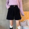 Elastic Women Corduroy Shorts High Waist Loose Streetwear Casual Wide Leg Short Pants  Girl