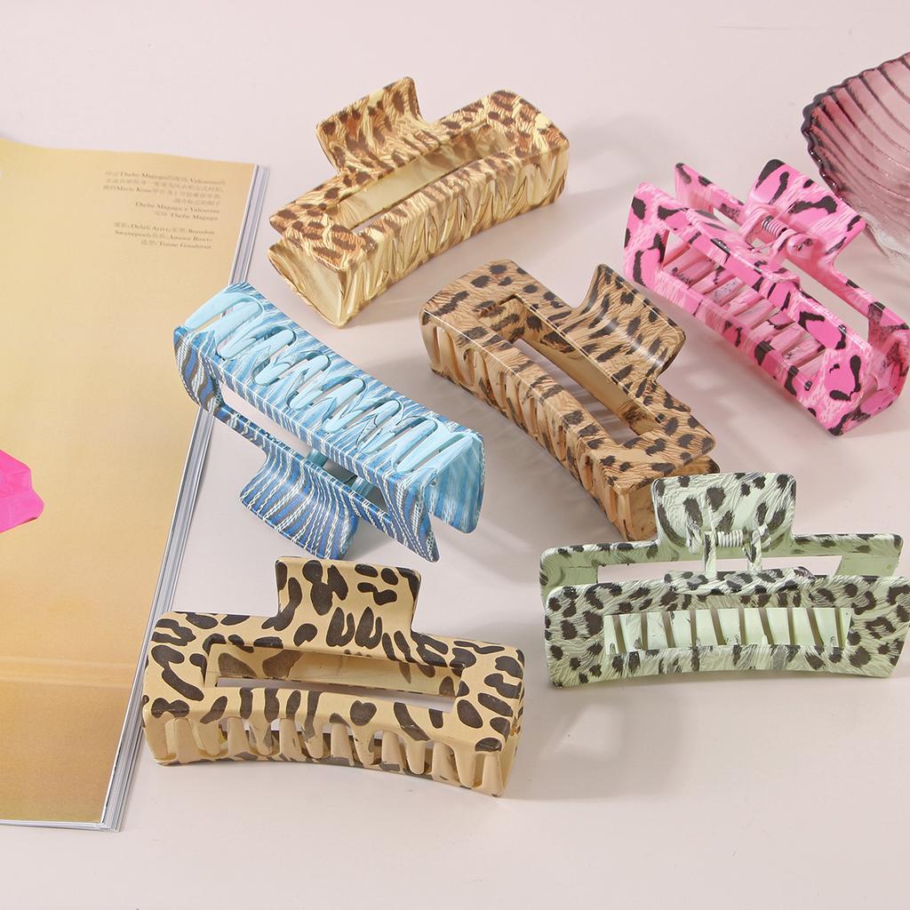 Vintage Leopard Print Plastic Hair Claw Clip 10 5CM Large Size Water Transfer Printing New Cross Border Fashion Hair Accessory