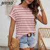 Women's Fashion Casual O-Neck Short Sleeve Blouses & Shirts
