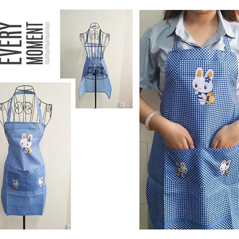 Cute Little Rabbit Print Apron With Waterproof Fabric And Front Pocket Perfect For Home Kitchen Cooking Baking