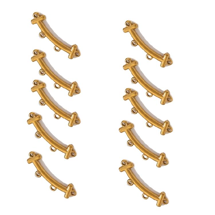10pcs Stainless Steel Curved Connectors Elegant Porous Necklace Bracelet Clasps