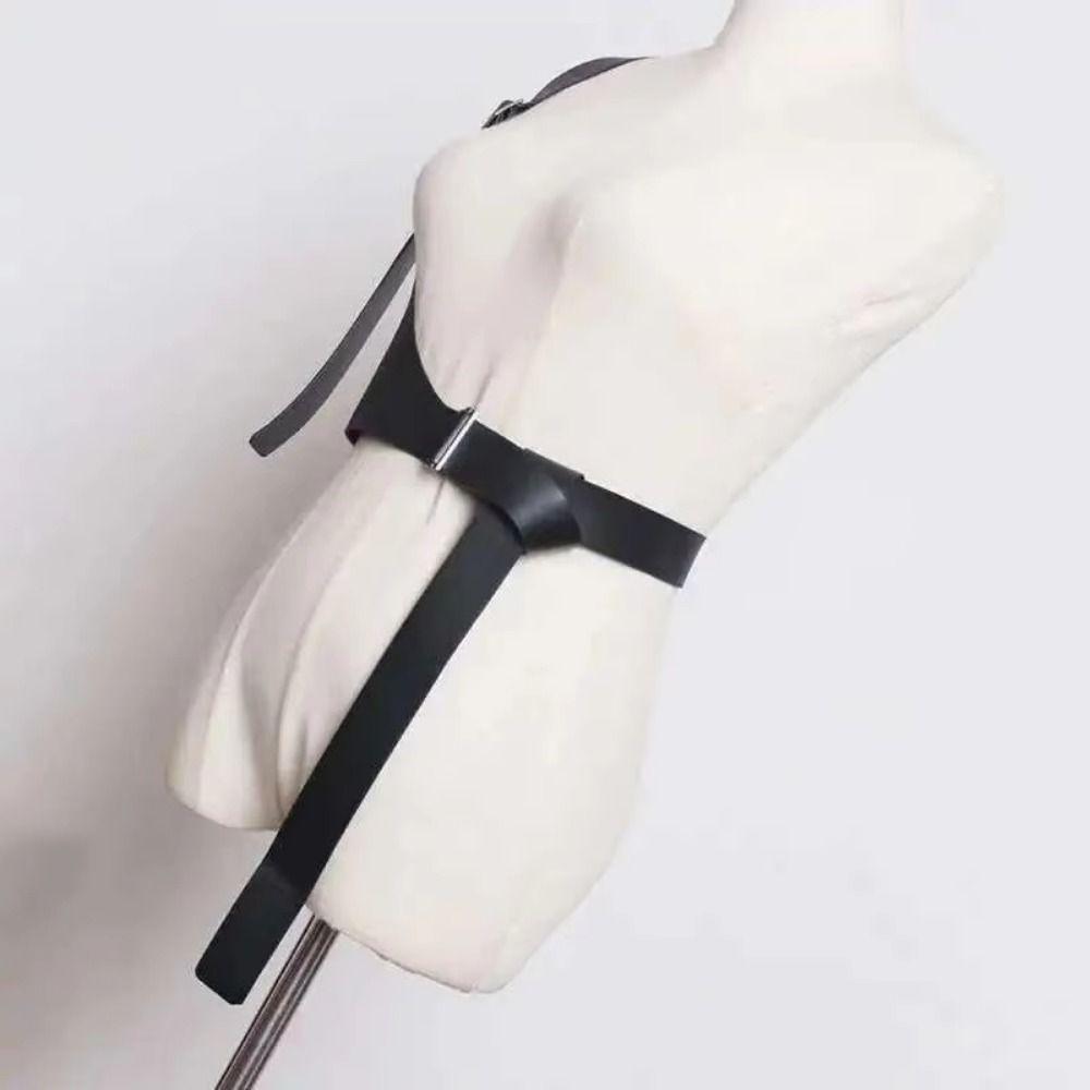 Irregular Design One-shoulder Strap Belt PU Leather Dress Cummerbunds Body Suspender  Autumn