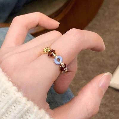 Retro Pierścionek z regulacją, luksusowy, niszowy design francuski dla kobiet