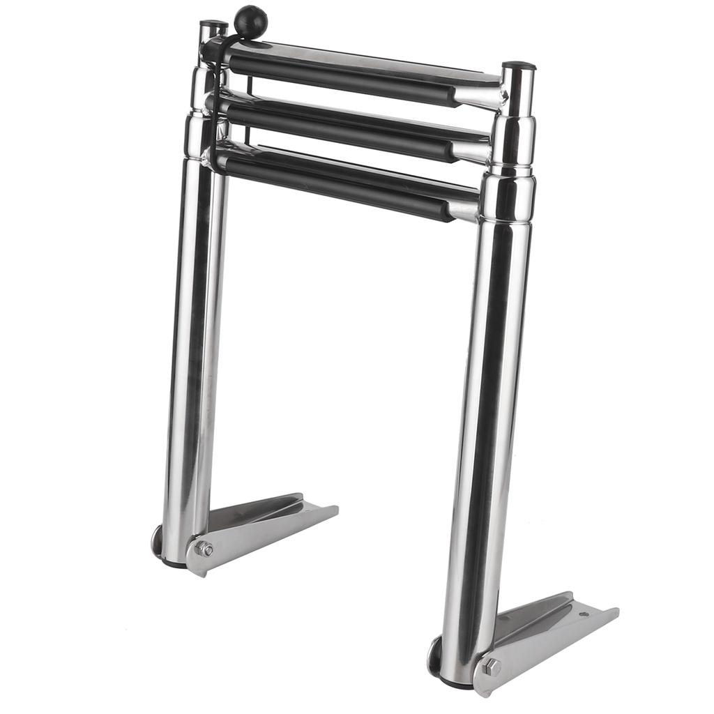 3‑Step Deck Ladder Telescoping Folding Boarding Platform Stair 304 Stainless Steel Boat Ramp