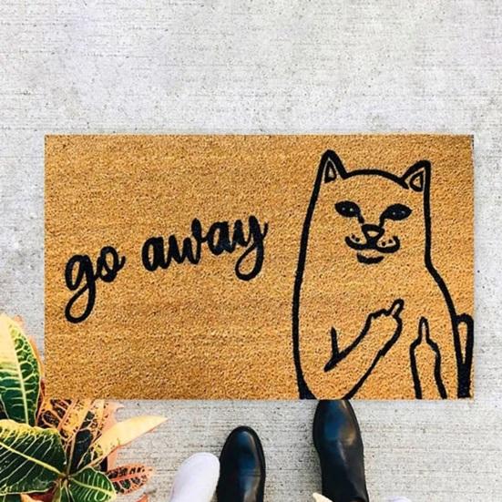 Covor de podea Pisica de desene animate Degetul mijlociu Dispise Go Away Covor de baie Absorbție de apă Home Decoearion Dormitor Covoraș de intrare