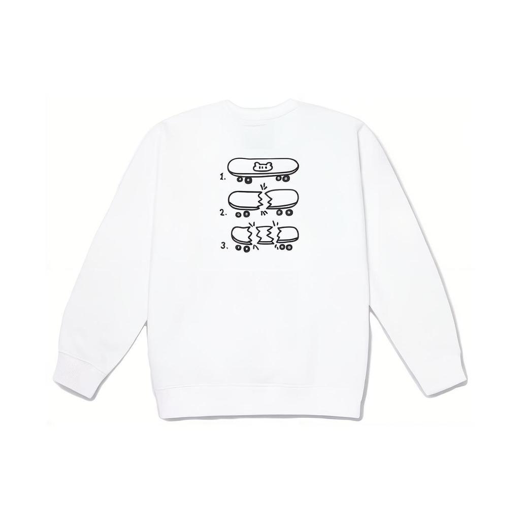 Vans X Asian Artist Collaboration Bear Front Skateboard Illustration Crew Neck Long Sleeve Printed T-Shirt Men Tops White VN000EXHWHT