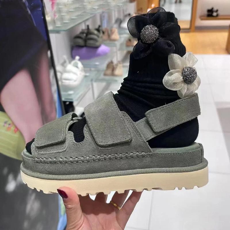 Fashion Thick Soled Sandals Women's Summer 2024 New Fashion Round Head Sandals Elastic Band Ankle Strap Casual Shoes Female Versatile