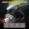1200mAh Strong Light LED Headlight Super Bright Zoom Head Mounted Flashlight USB Rechargeable Portable Camping EDC Torch Fishing Lantern