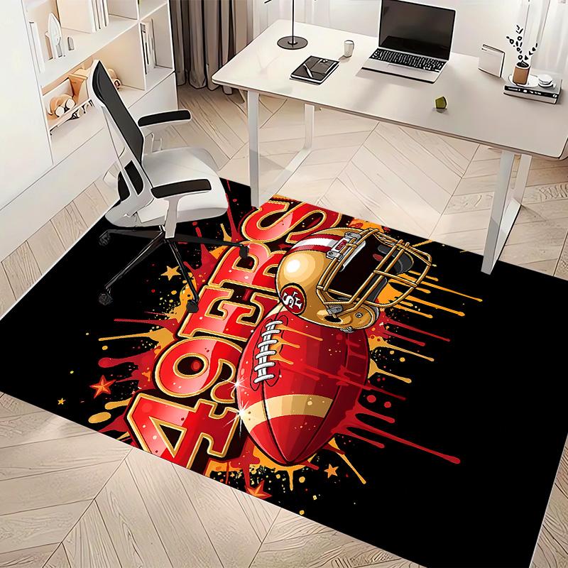San Francisco 49ers LOGO Print Area Rug - Soft, Washable Non-Slip Indoor Mat for Office Chairs, Living Room, Home Office Decorative Rug