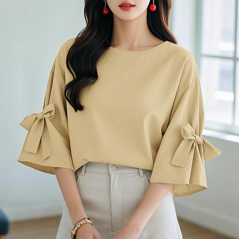 

ZANZEA Женская повседневная блузка с круглым вырезом, лоскутным шитьем, рукавами 3/4 и свободного кроя 2XL хаки