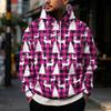 Julehættetrøje til mænd med stort print og store lommer, afslappet løstsiddende pullover til ferien
