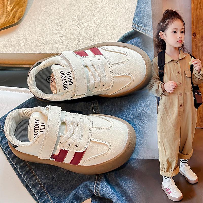 Genuine leather children's little white shoes 2025 autumn new girls' moral training shoes board shoes boys soft soles baby Korean version classmate