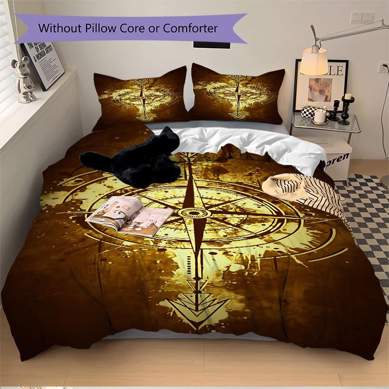 3pc Compass Arrow Cover Set - 1 Quilt Cover + 2 Pillowcases, All Seasons Bedroom Setting, Perfect for Home045